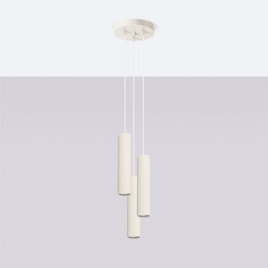 Hanglamp aan een koord KARBON 3xGU10/10W/230V crème