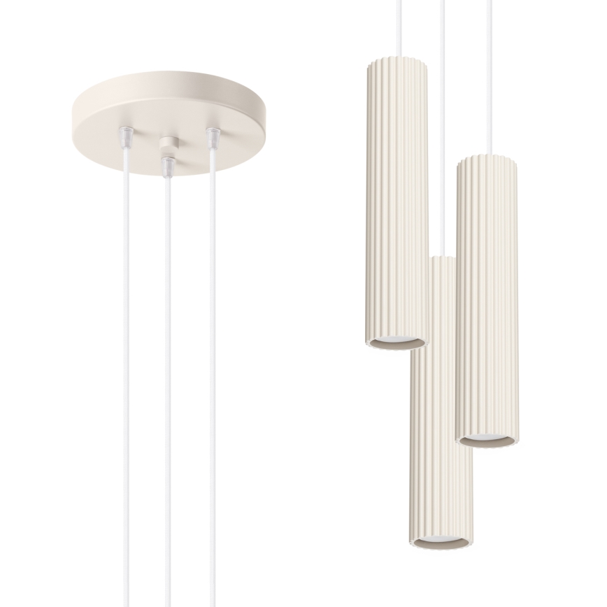 Hanglamp aan een koord KARBON 3xGU10/10W/230V crème