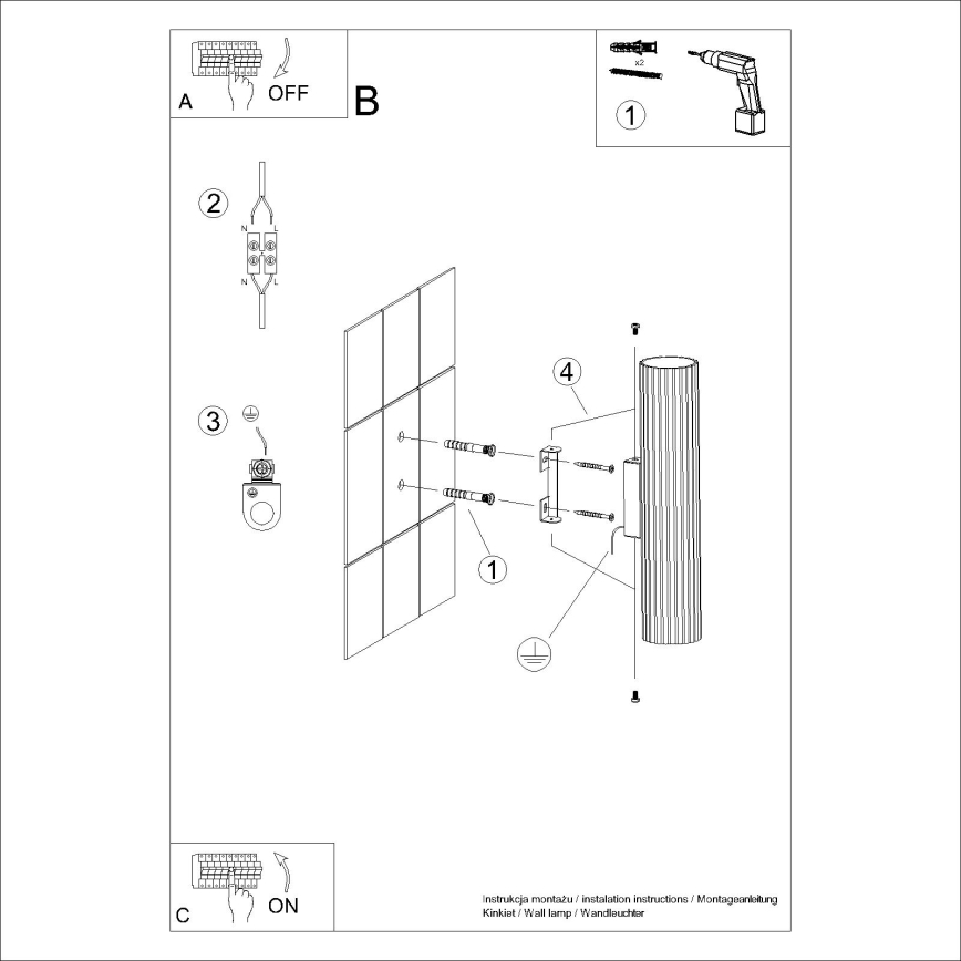 Wandlamp KARBON 2xGU10/10W/230V crème