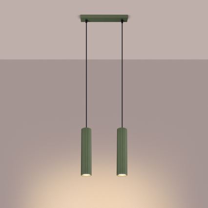 Hanglamp aan een koord KARBON 2xGU10/10W/230V groen