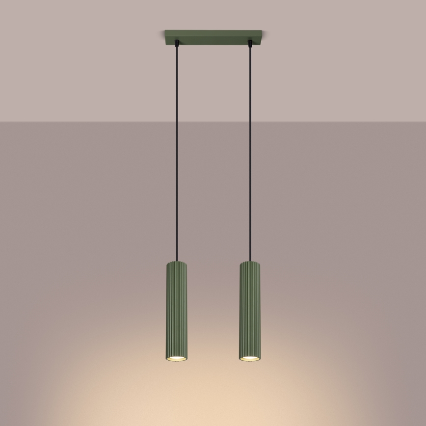 Hanglamp aan een koord KARBON 2xGU10/10W/230V groen