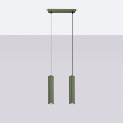 Hanglamp aan een koord KARBON 2xGU10/10W/230V groen