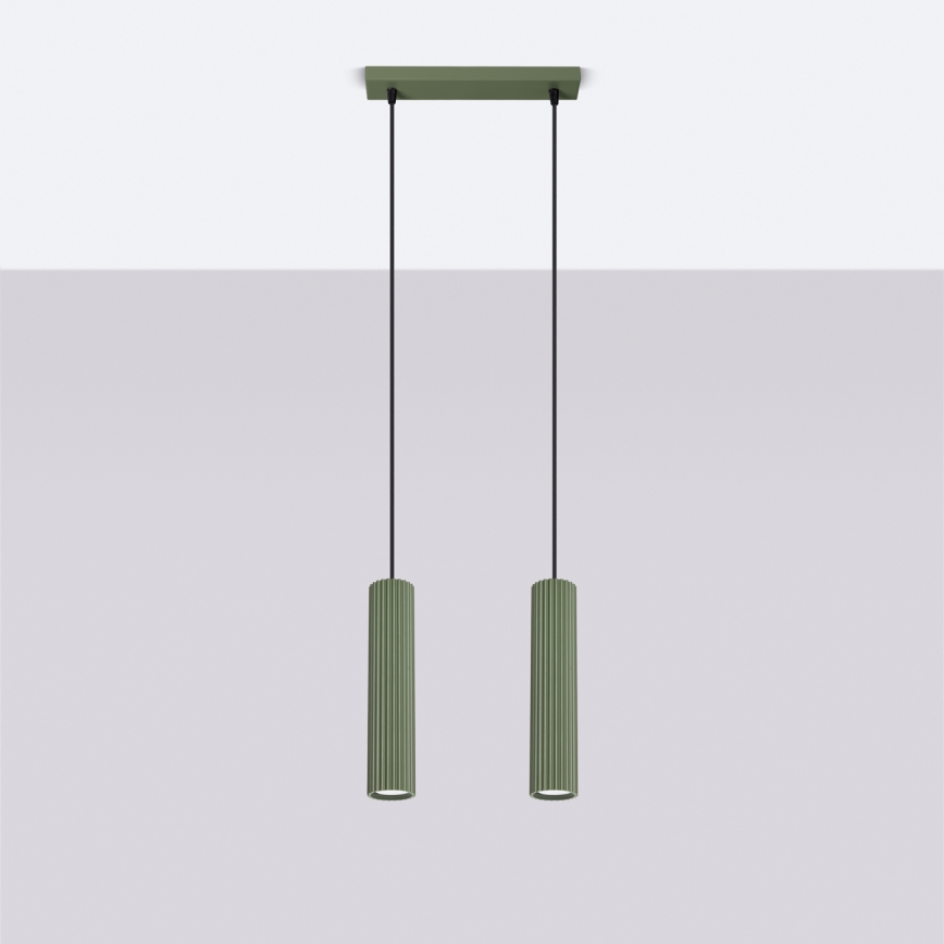 Hanglamp aan een koord KARBON 2xGU10/10W/230V groen