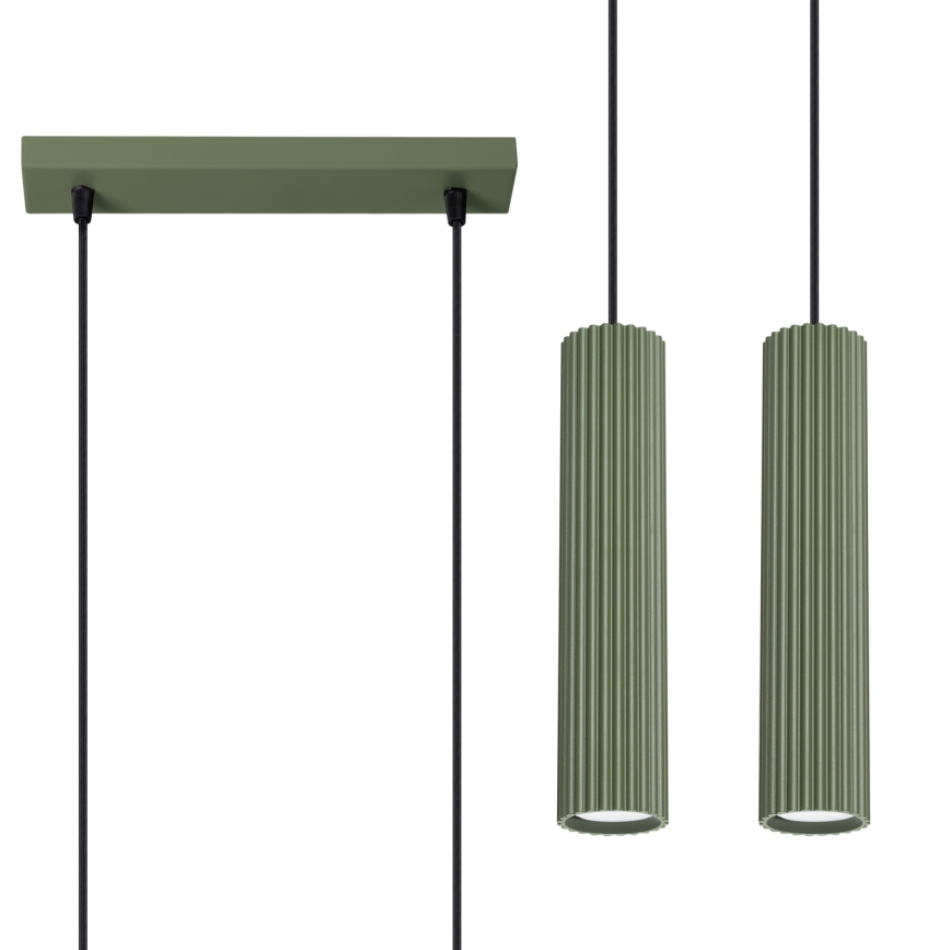 Hanglamp aan een koord KARBON 2xGU10/10W/230V groen