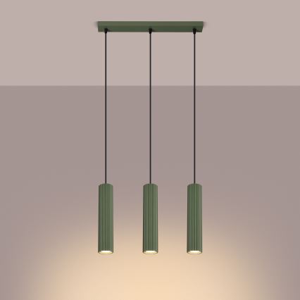 Hanglamp aan een koord KARBON 3xGU10/10W/230V groen
