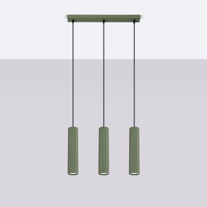 Hanglamp aan een koord KARBON 3xGU10/10W/230V groen