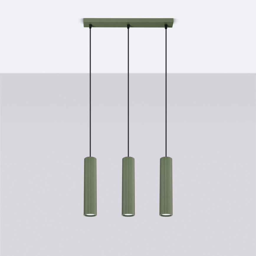 Hanglamp aan een koord KARBON 3xGU10/10W/230V groen