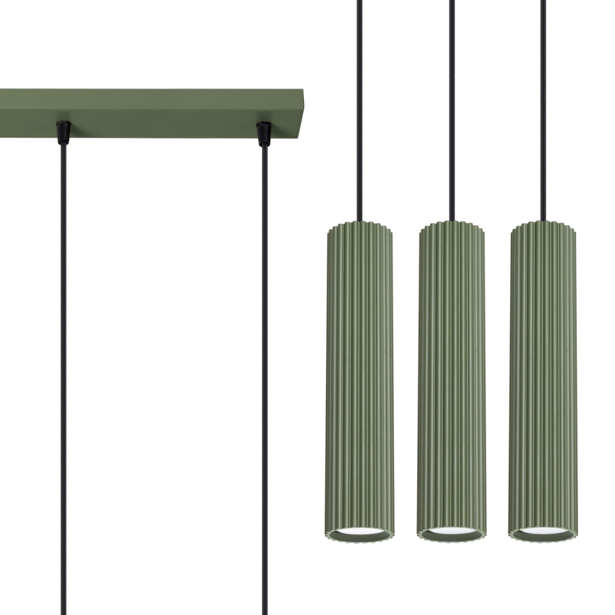 Hanglamp aan een koord KARBON 3xGU10/10W/230V groen