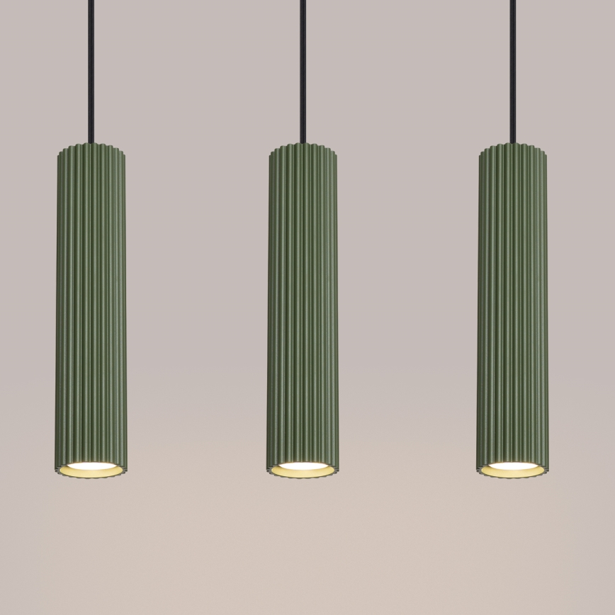 Hanglamp aan een koord KARBON 3xGU10/10W/230V groen