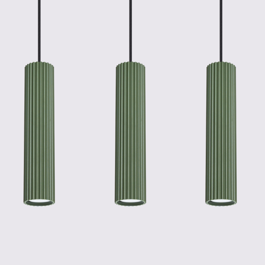 Hanglamp aan een koord KARBON 3xGU10/10W/230V groen