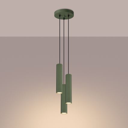 Hanglamp aan een koord KARBON 3xGU10/10W/230V groen