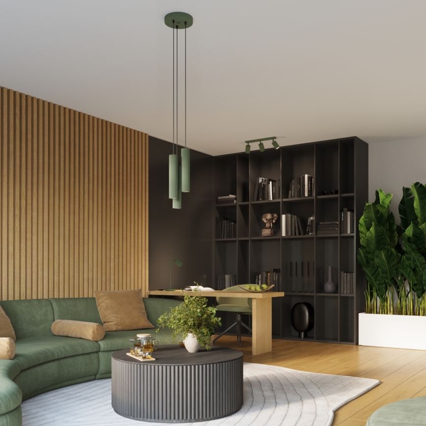 Hanglamp aan een koord KARBON 3xGU10/10W/230V groen