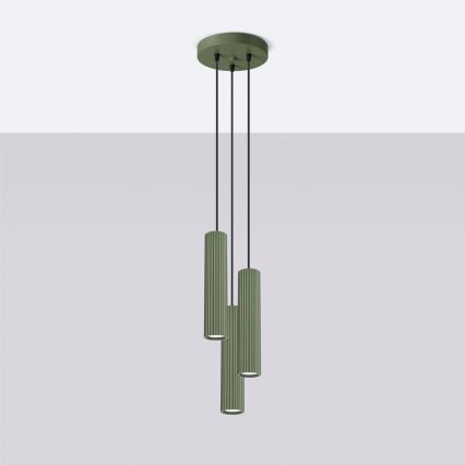 Hanglamp aan een koord KARBON 3xGU10/10W/230V groen