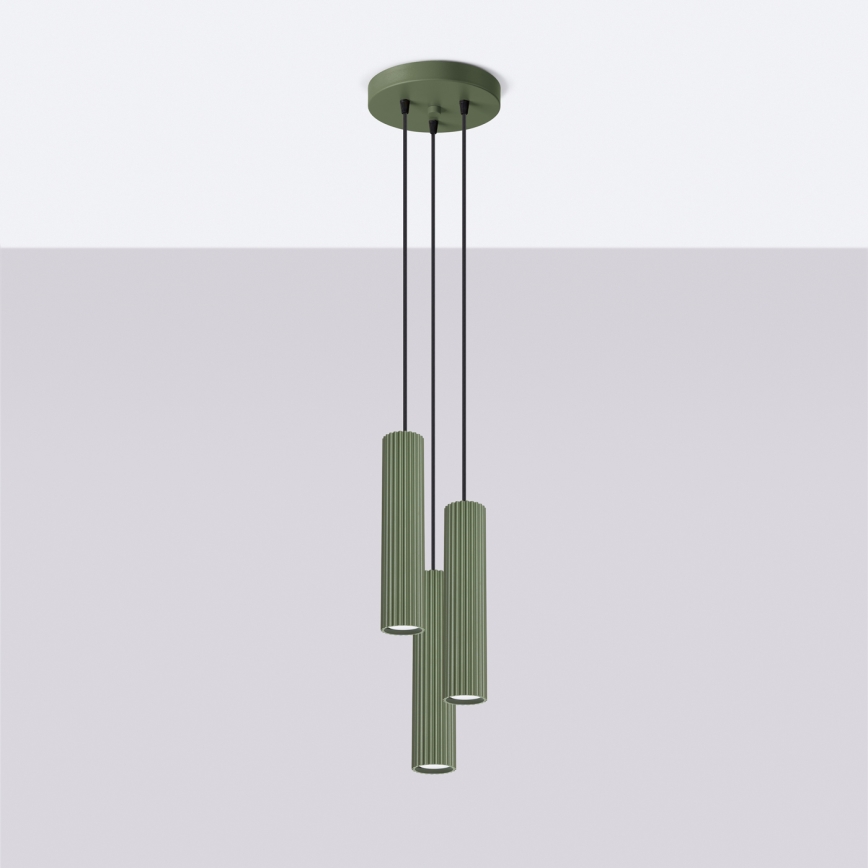 Hanglamp aan een koord KARBON 3xGU10/10W/230V groen