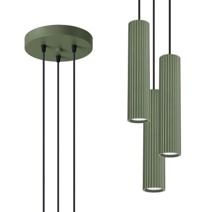 Hanglamp aan een koord KARBON 3xGU10/10W/230V groen
