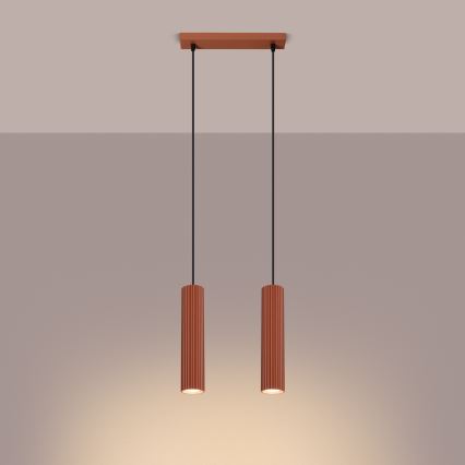 Hanglamp aan een koord KARBON 2xGU10/10W/230V rood