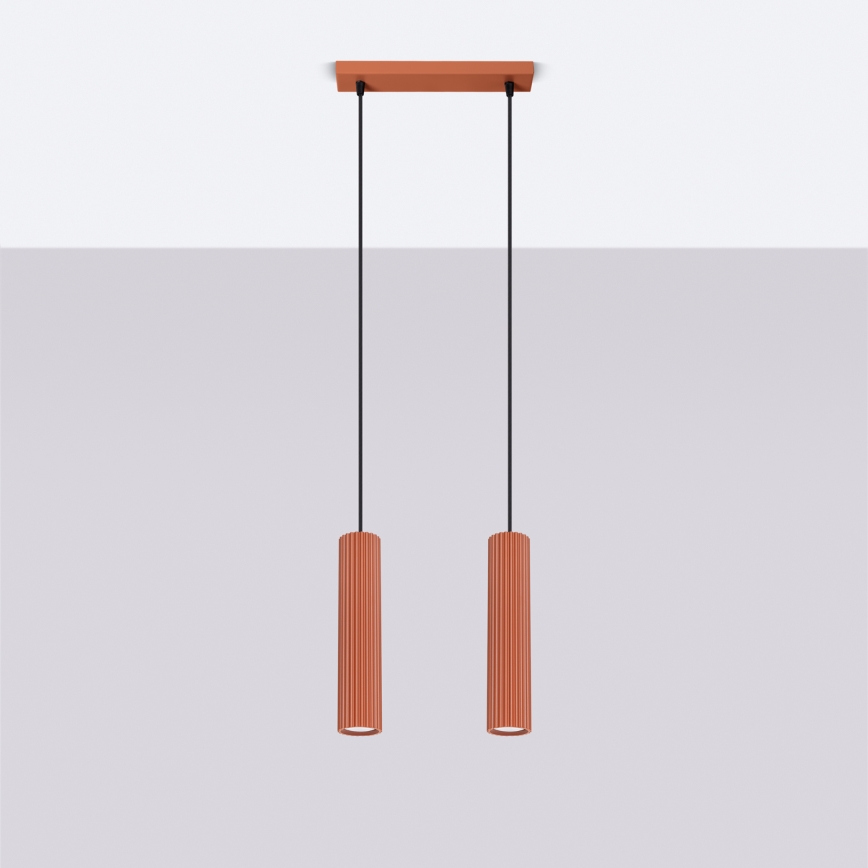 Hanglamp aan een koord KARBON 2xGU10/10W/230V rood