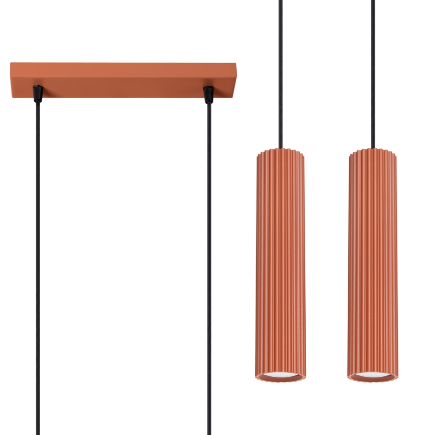 Hanglamp aan een koord KARBON 2xGU10/10W/230V rood