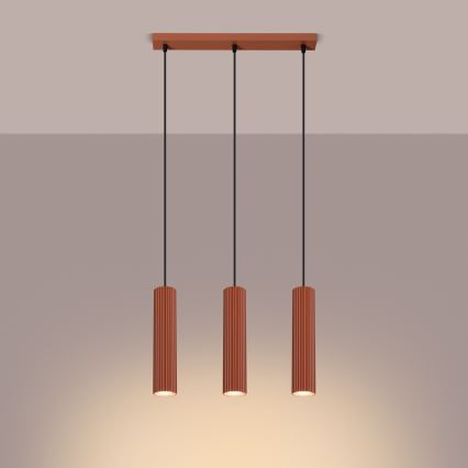 Hanglamp aan een koord KARBON 3xGU10/10W/230V rood