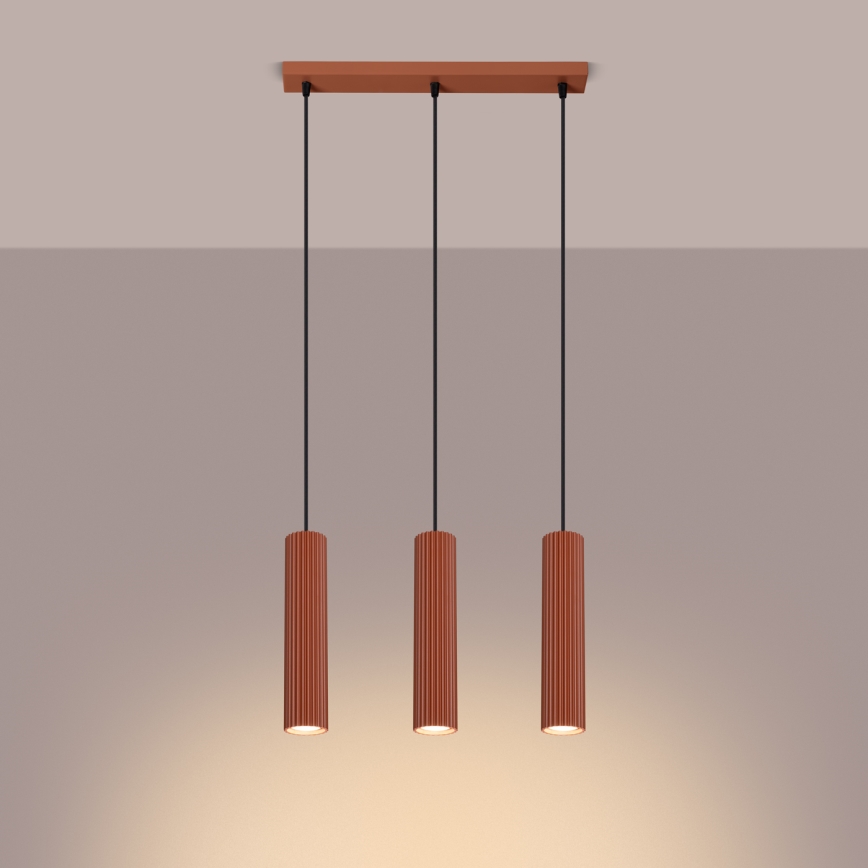 Hanglamp aan een koord KARBON 3xGU10/10W/230V rood