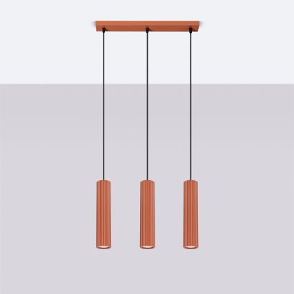 Hanglamp aan een koord KARBON 3xGU10/10W/230V rood