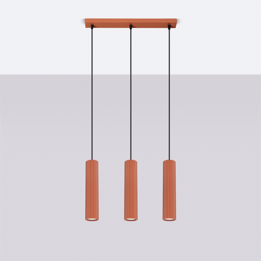 Hanglamp aan een koord KARBON 3xGU10/10W/230V rood