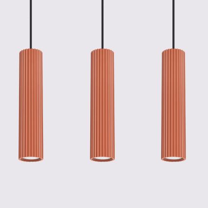 Hanglamp aan een koord KARBON 3xGU10/10W/230V rood