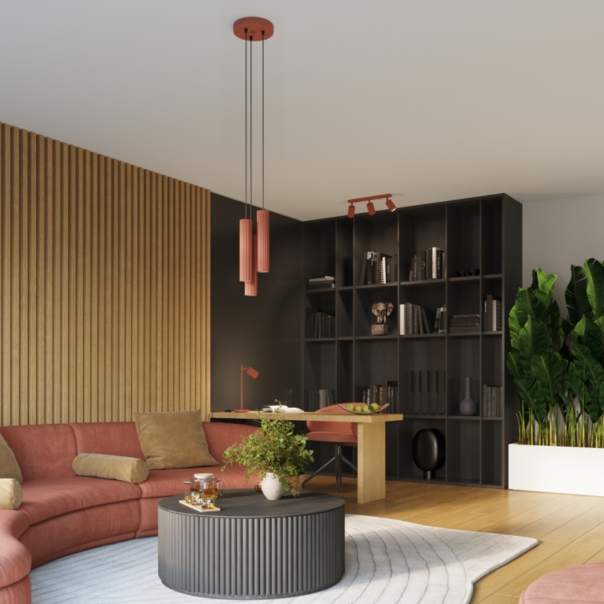 Hanglamp aan een koord KARBON 3xGU10/10W/230V rood