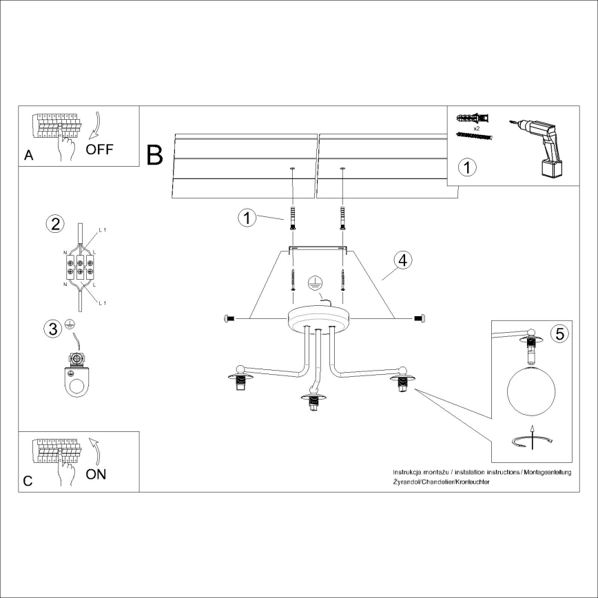 Hanglamp met vaste pendel ASTRAL 3xG9/8W/230V wit