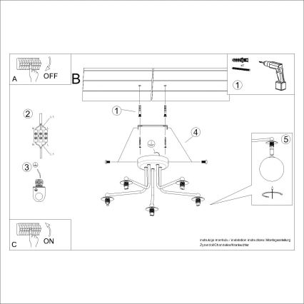 Hanglamp met vaste pendel ASTRAL 5xG9/8W/230V zwart