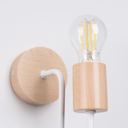 Applique murale TIMBO 1xE27/15W/230V blanc/beige/hêtre