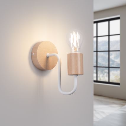 Wandlamp TIMBO 1xE27/15W/230V wit/beige/beuken