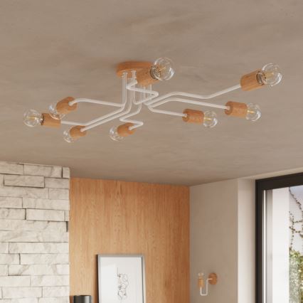 Wandlamp TIMBO 1xE27/15W/230V wit/beige/beuken