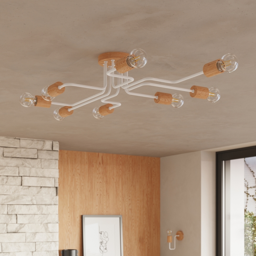 Wandlamp TIMBO 1xE27/15W/230V wit/beige/beuken