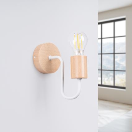 Wandlamp TIMBO 1xE27/15W/230V wit/beige/beuken