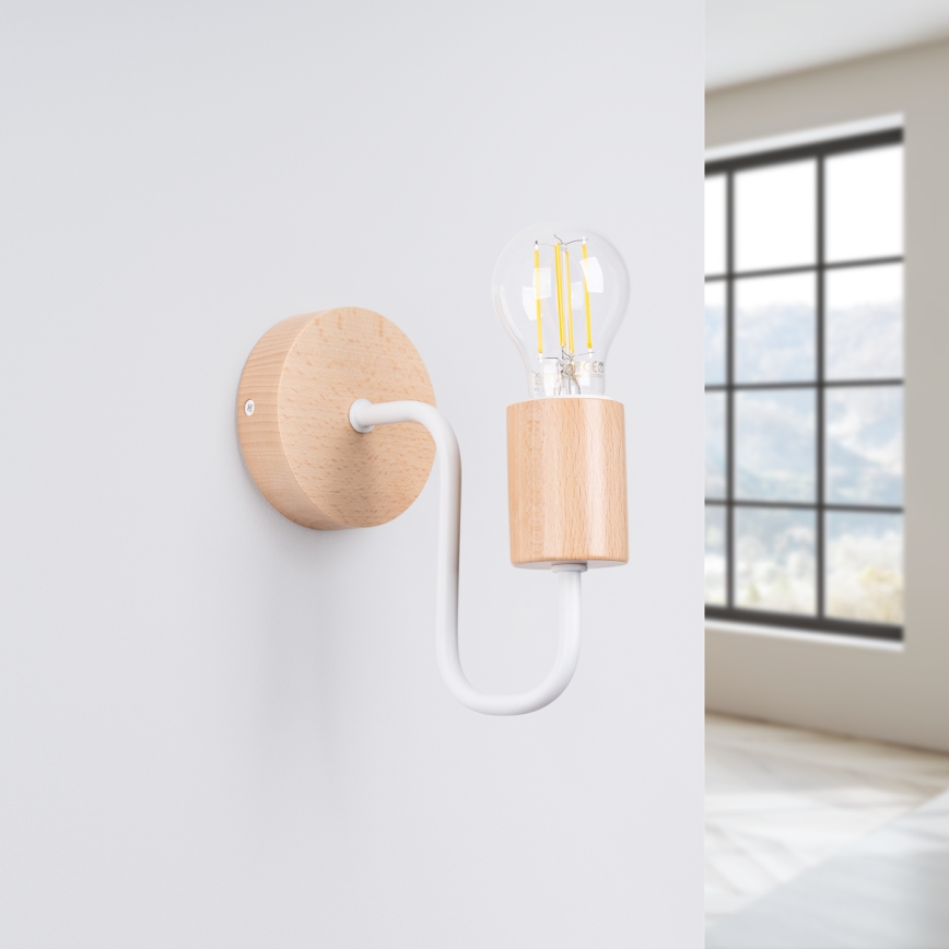 Wandlamp TIMBO 1xE27/15W/230V wit/beige/beuken