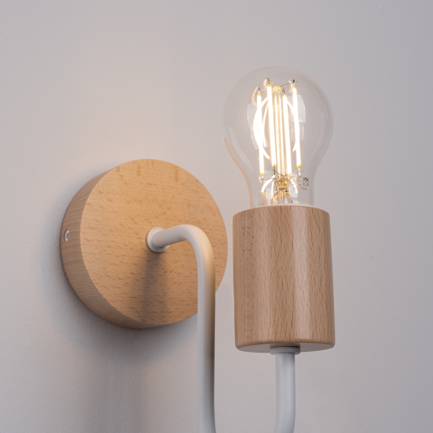 Wandlamp TIMBO 1xE27/15W/230V wit/beige/beuken