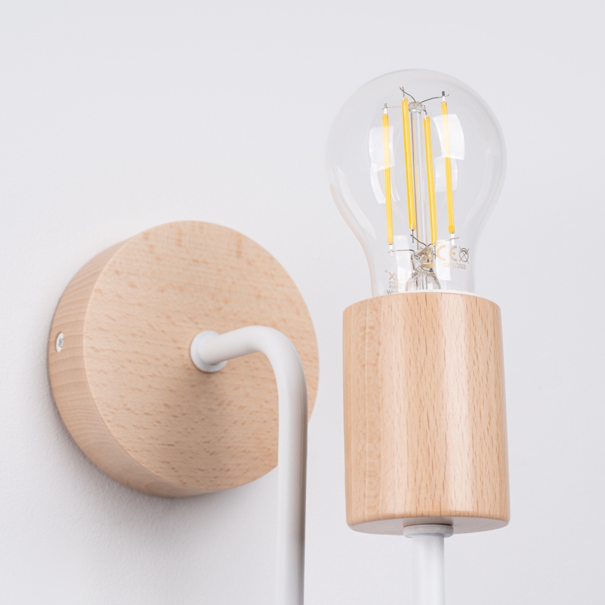 Wandlamp TIMBO 1xE27/15W/230V wit/beige/beuken