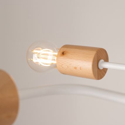 Bevestigde hanglamp TIMBO 6xE27/15W/230V wit/beige/beuken
