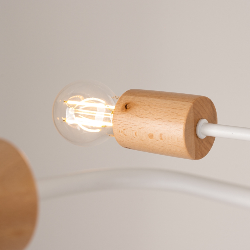 Bevestigde hanglamp TIMBO 6xE27/15W/230V wit/beige/beuken