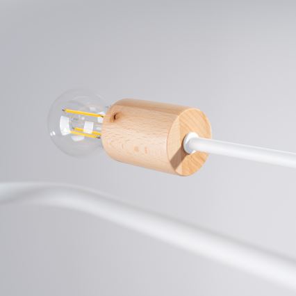 Bevestigde hanglamp TIMBO 6xE27/15W/230V wit/beige/beuken