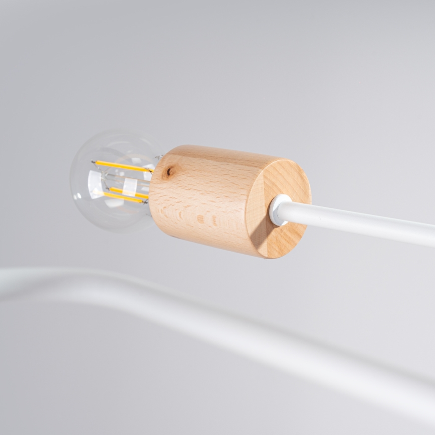 Bevestigde hanglamp TIMBO 6xE27/15W/230V wit/beige/beuken