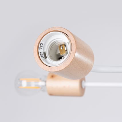 Plafonnier TIMBO 6xE27/15W/230V blanc/beige/hêtre