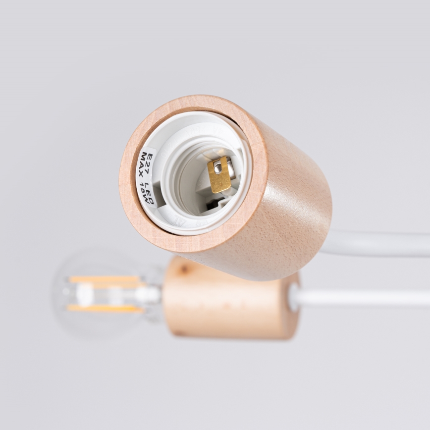 Plafonnier TIMBO 6xE27/15W/230V blanc/beige/hêtre