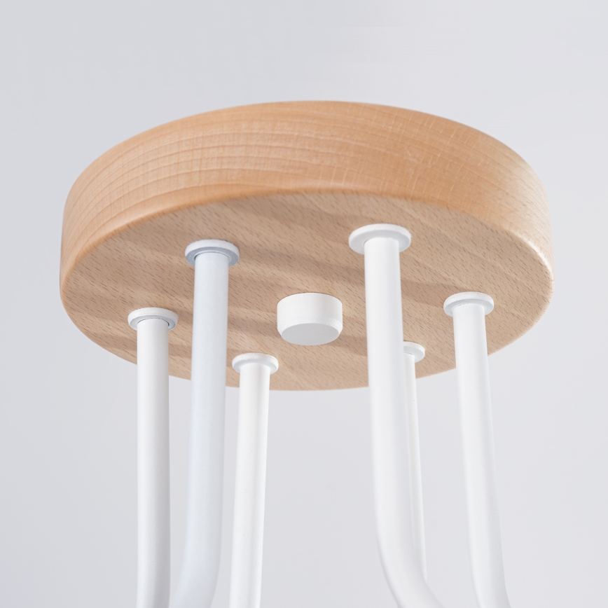 Plafonnier TIMBO 6xE27/15W/230V blanc/beige/hêtre