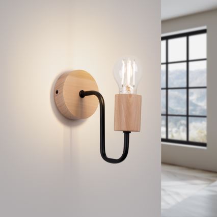 Wandlamp TIMBO 1xE27/15W/230V zwart/beige/beuken