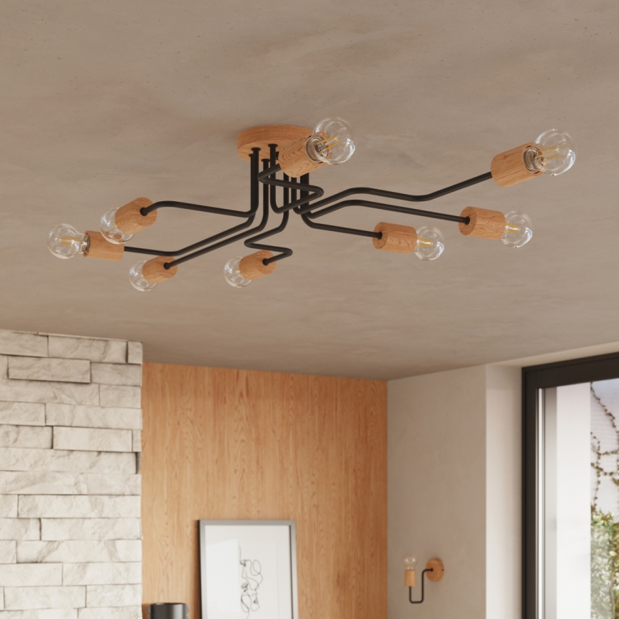 Wandlamp TIMBO 1xE27/15W/230V zwart/beige/beuken