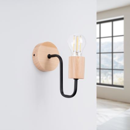 Wandlamp TIMBO 1xE27/15W/230V zwart/beige/beuken