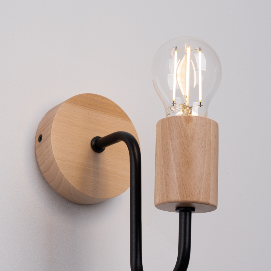 Wandlamp TIMBO 1xE27/15W/230V zwart/beige/beuken