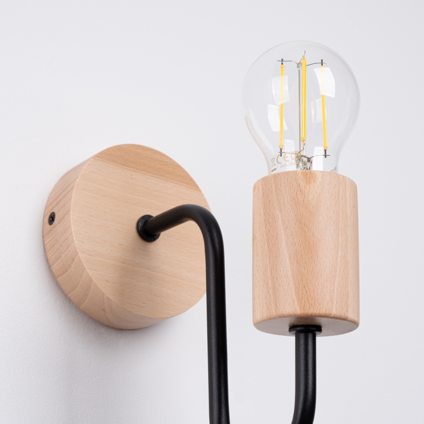 Wandlamp TIMBO 1xE27/15W/230V zwart/beige/beuken